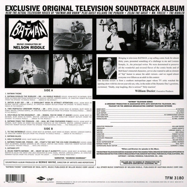 Nelson Riddle : Batman (Exclusive Original Television Soundtrack Album) (LP, Album, Mono, RE)
