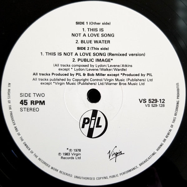 Public Image Limited : This Is Not A Love Song (12", Single)