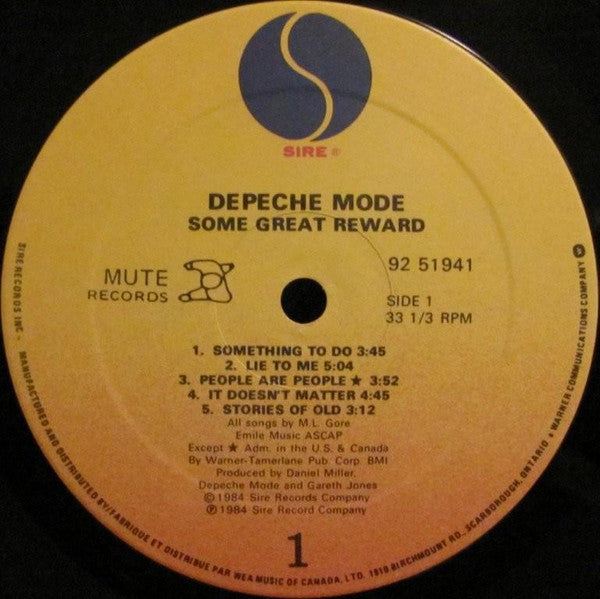 Depeche Mode : Some Great Reward (LP, Album)