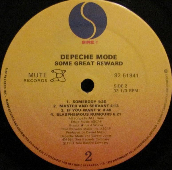 Depeche Mode : Some Great Reward (LP, Album)