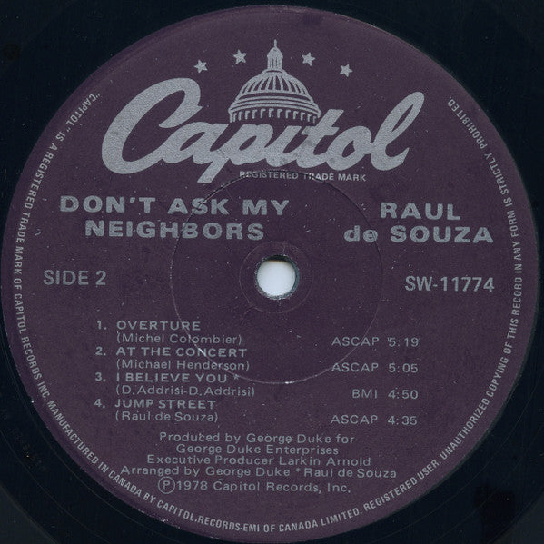 Raul de Souza : Don't Ask My Neighbors (LP, Album)