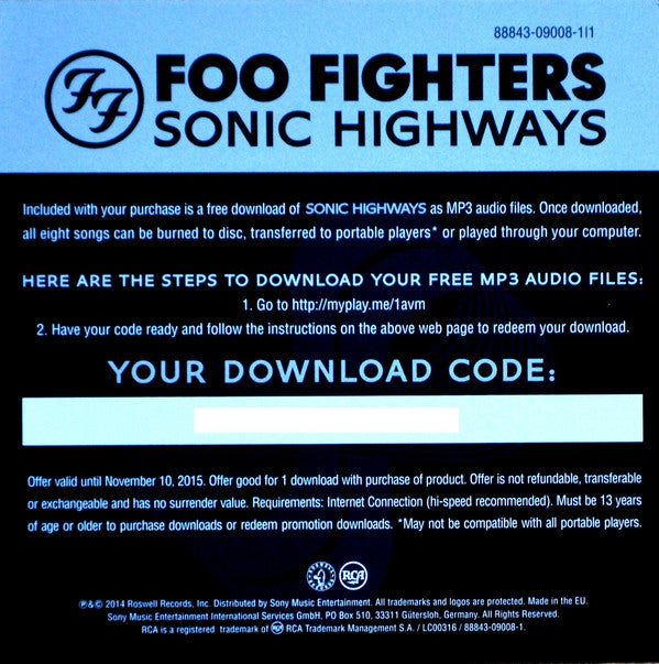 Foo Fighters : Sonic Highways (LP, Album, Inf)