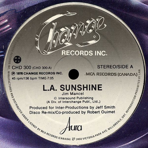 Aura Urziceanu : L.A. Sunshine (12", Single)