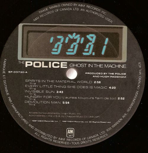 The Police : Ghost In The Machine (LP, Album, Don)