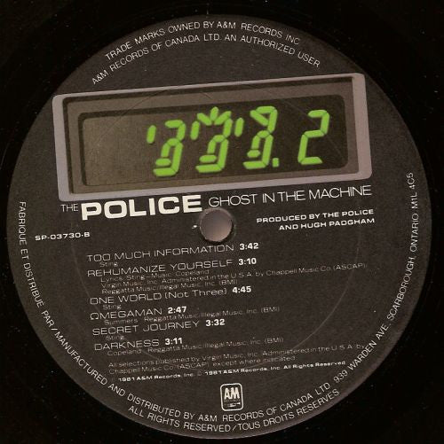 The Police : Ghost In The Machine (LP, Album, Don)