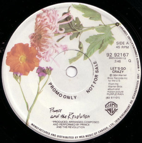 Prince And The Revolution : Let's Go Crazy (7", Single, Promo)