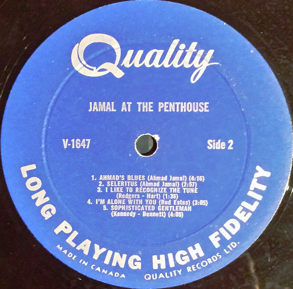 Ahmad Jamal : Jamal At The Penthouse (LP, Album, Mono)