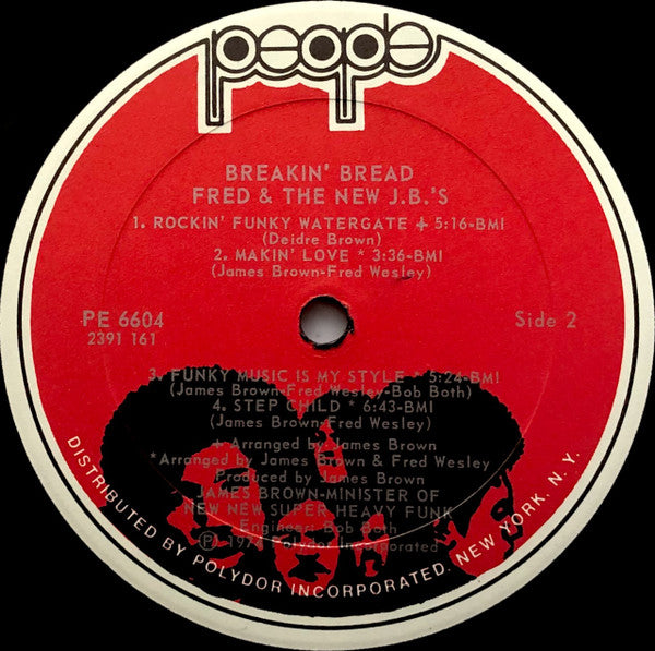 Fred & The New J.B.'s : Breakin' Bread (LP, Album, Red)