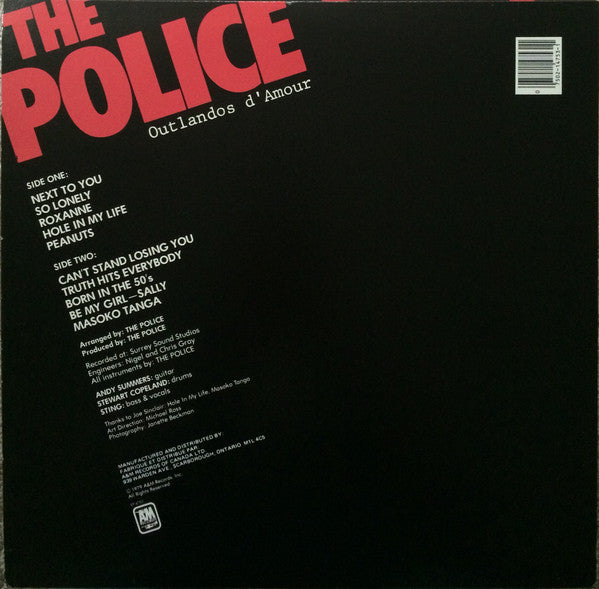 The Police : Outlandos D'Amour (LP, Album, Par)