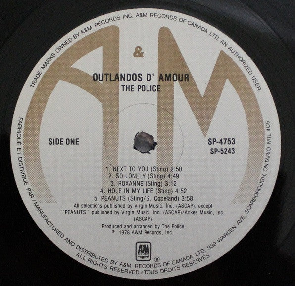 The Police : Outlandos D'Amour (LP, Album, Par)