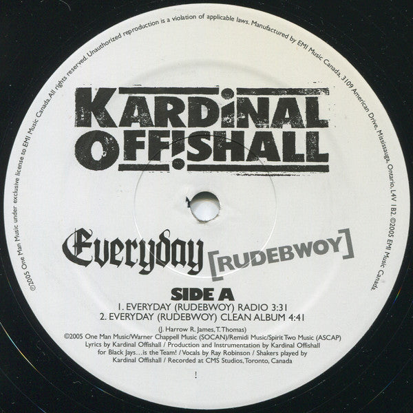 Kardinal Offishall : Everyday (Rudebwoy) (12", Single)
