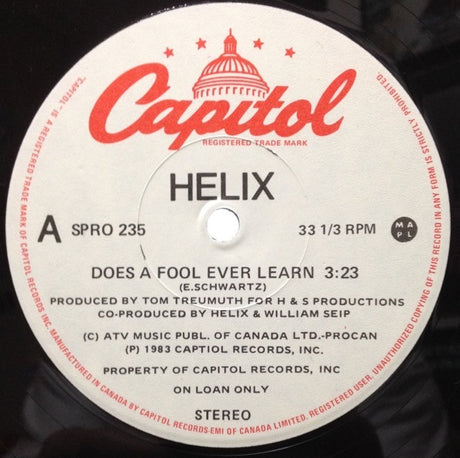 Helix (3) : Does A Fool Ever Learn (12", Single, Promo)