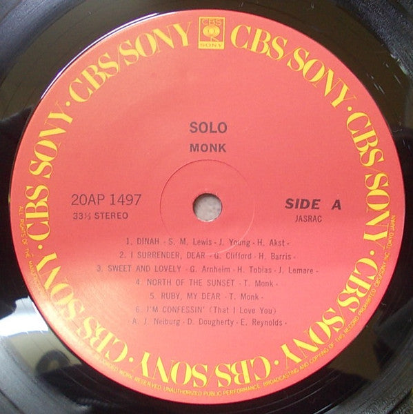 Thelonious Monk : Solo Monk (LP, Album)