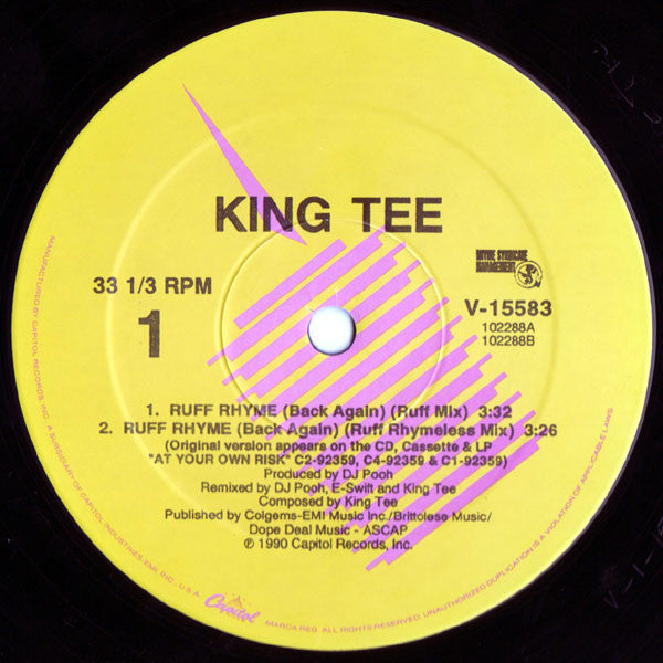 King Tee : Ruff Rhyme (Back Again) (12", Single)