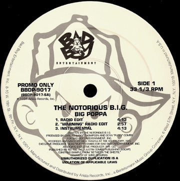 The Notorious B.I.G.* : Big Poppa (12", Promo)