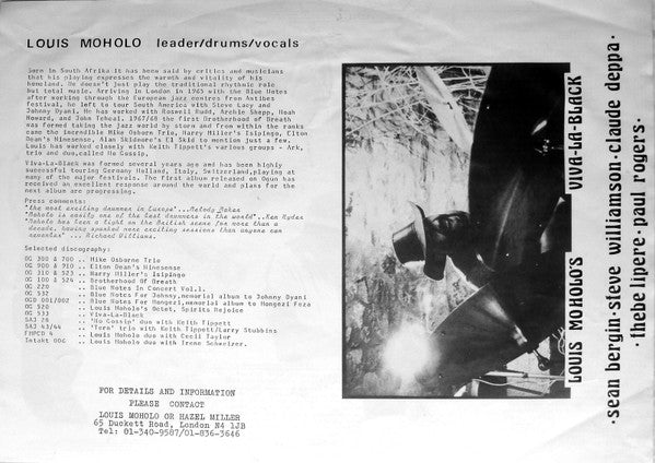 Louis Moholo's Viva La Black : Louis Moholo's Viva La Black (LP)