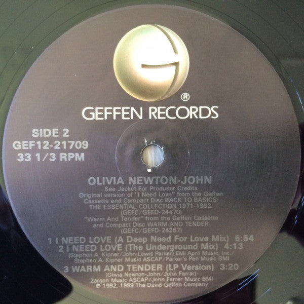 Olivia Newton-John : I Need Love (12", Maxi)