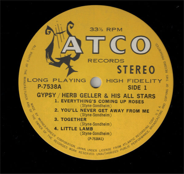 Herb Geller & His All Stars : Gypsy (LP, Album, RE)