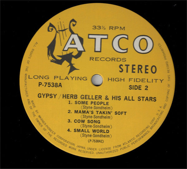 Herb Geller & His All Stars : Gypsy (LP, Album, RE)