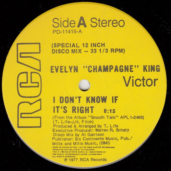 Evelyn King : I Don't Know If It's Right (12")