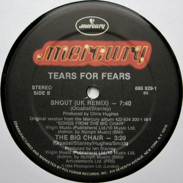 Tears For Fears : Shout (US & UK Remix Versions) (12", HRM)