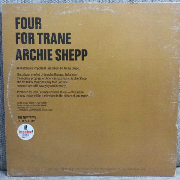 Archie Shepp : Four For Trane (LP, Album, Gat)
