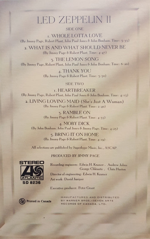 Led Zeppelin : Led Zeppelin II (LP, Album, RE, Gat)