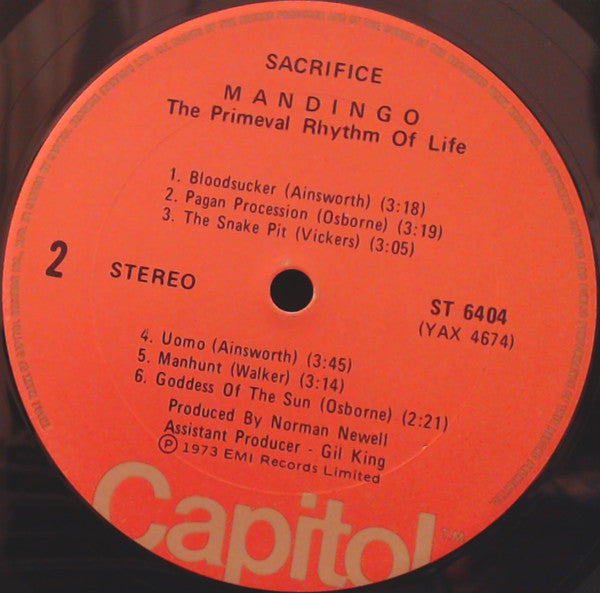 Mandingo (6) : Sacrifice - The Primeval Rhythm Of Life (LP, Album)