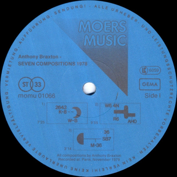 Anthony Braxton : Seven Compositions 1978 (LP, Album)