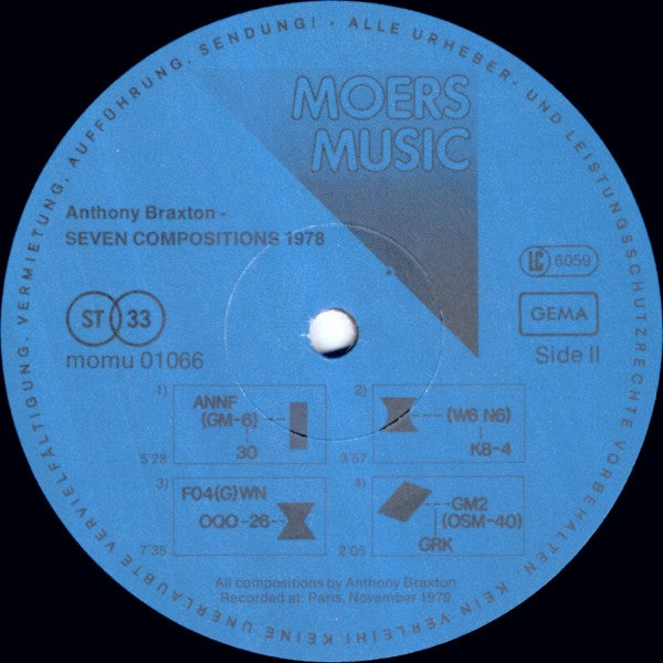 Anthony Braxton : Seven Compositions 1978 (LP, Album)