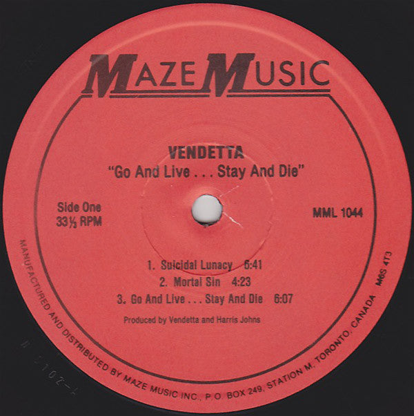 Vendetta (4) : Go And Live......Stay And Die (LP, Album)