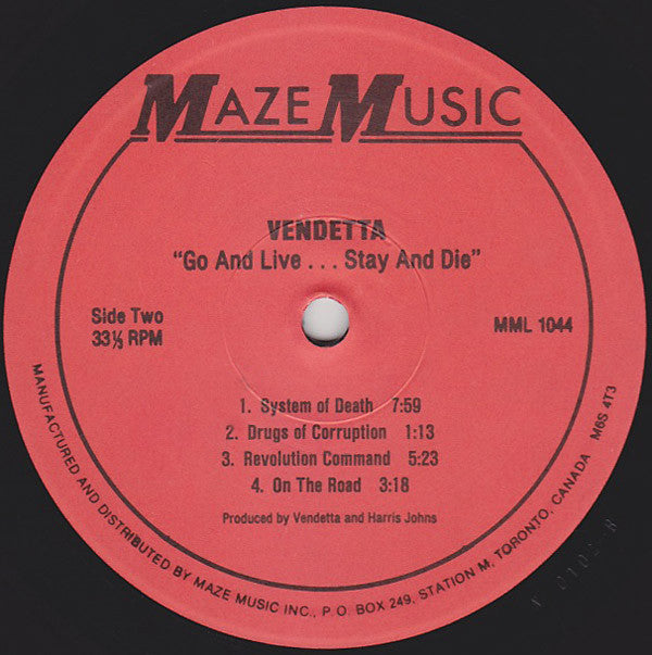 Vendetta (4) : Go And Live......Stay And Die (LP, Album)