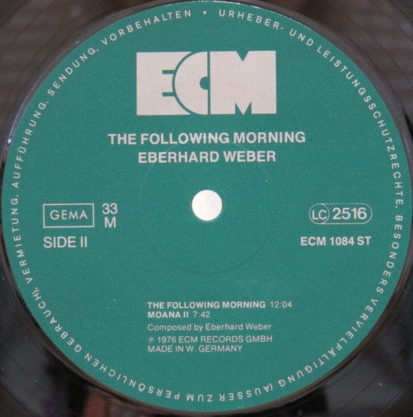 Eberhard Weber : The Following Morning (LP, Album)