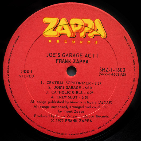 Frank Zappa : Joe's Garage Act I (LP, Album, Gat)
