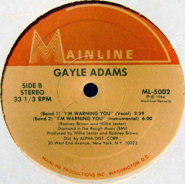 Gayle Adams : I'm Warning You (12")