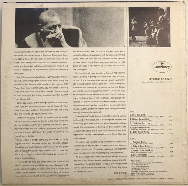 Eric Clapton And The Yardbirds With Sonny Boy Williamson (2) : Eric Clapton And The Yardbirds Live With Sonny Boy Williamson (LP, Album, RE)