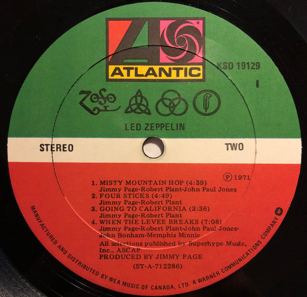 Led Zeppelin : Untitled (LP, Album, RE)