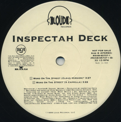Inspectah Deck : Word On The Street (12", Single, Promo)