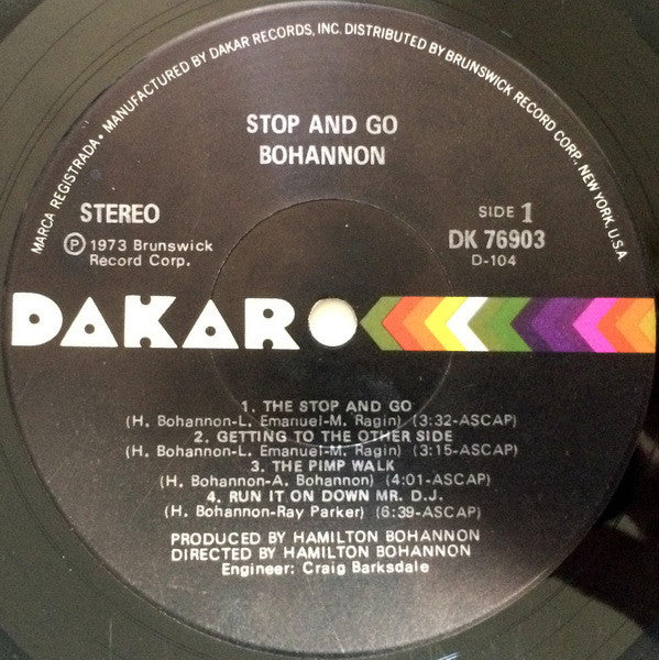 Bohannon STOP & GO DAKARレコード Reissue Bohannon STOP & GO DAKARレコード Reissue