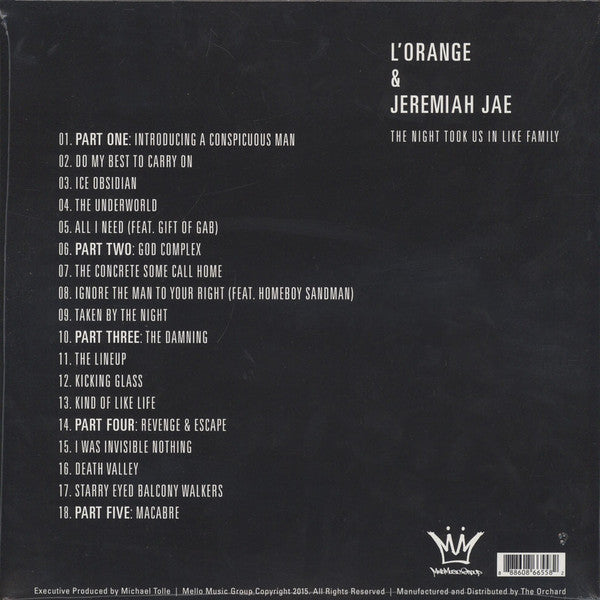 L'Orange & Jeremiah Jae : The Night Took Us In Like Family (LP, Album, Ltd, Gol)