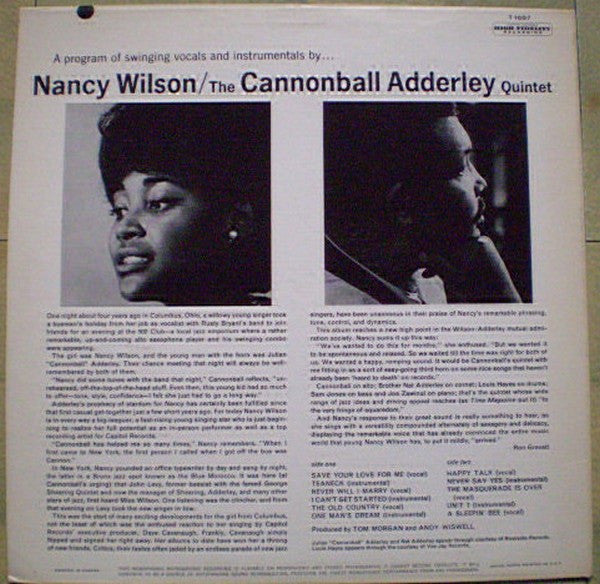 Nancy Wilson / Cannonball Adderley : Nancy Wilson / Cannonball Adderley (LP, Album, Mono)