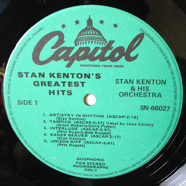 Stan Kenton : Stan Kenton's Greatest Hits (LP, Comp, Mono, RE)