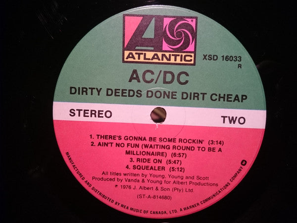 AC/DC : Dirty Deeds Done Dirt Cheap (LP, Album, RE, RCA)