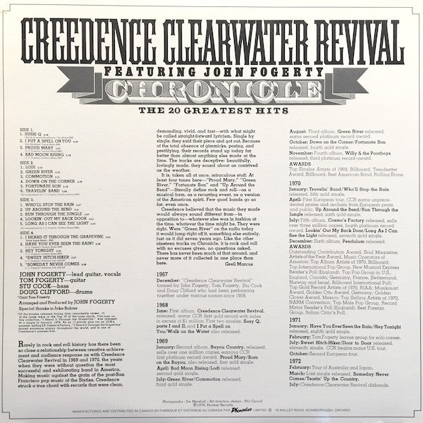 Creedence Clearwater Revival Featuring John Fogerty : Chronicle - The 20 Greatest Hits (2xLP, Comp)