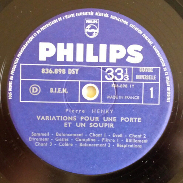 Pierre Henry : Variations Pour Une Porte Et Un Soupir (LP, Album)