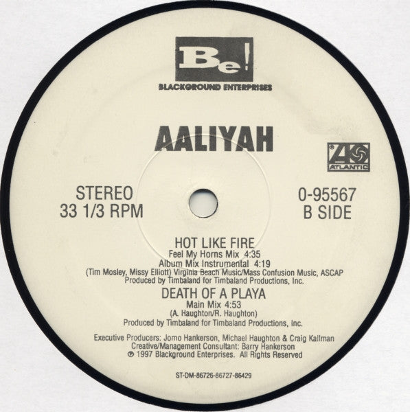 Aaliyah : The One I Gave My Heart To / Hot Like Fire (12")