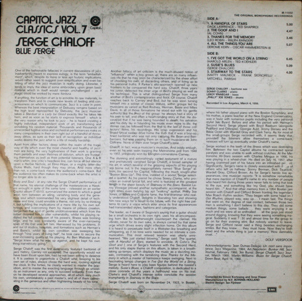 Serge Chaloff : Blue Serge (LP, Album, Mono, RE, Win)