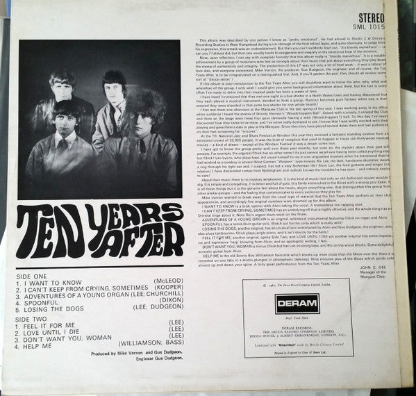 Ten Years After : Ten Years After (LP, Album, RP)