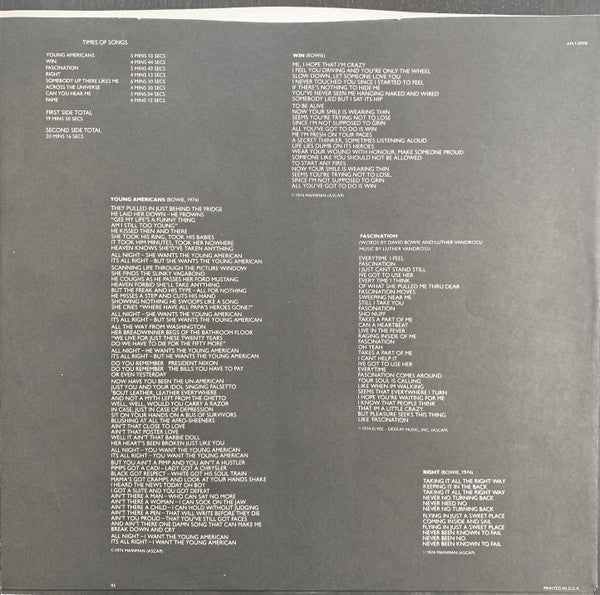 David Bowie : Young Americans (LP, Album)