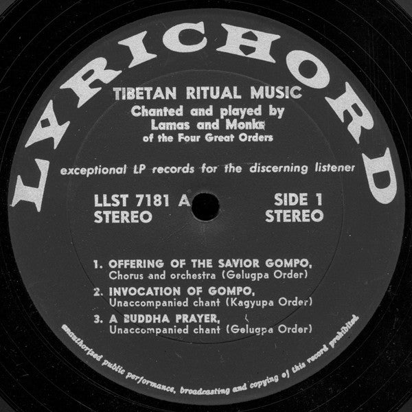 Tibetan Monks : Tibetan Ritual Music (LP)
